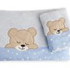 Βρεφικές Πετσέτες Σετ 2 τμχ. Sleeping bears cub Σιελ DIM 30×50 & 70X140